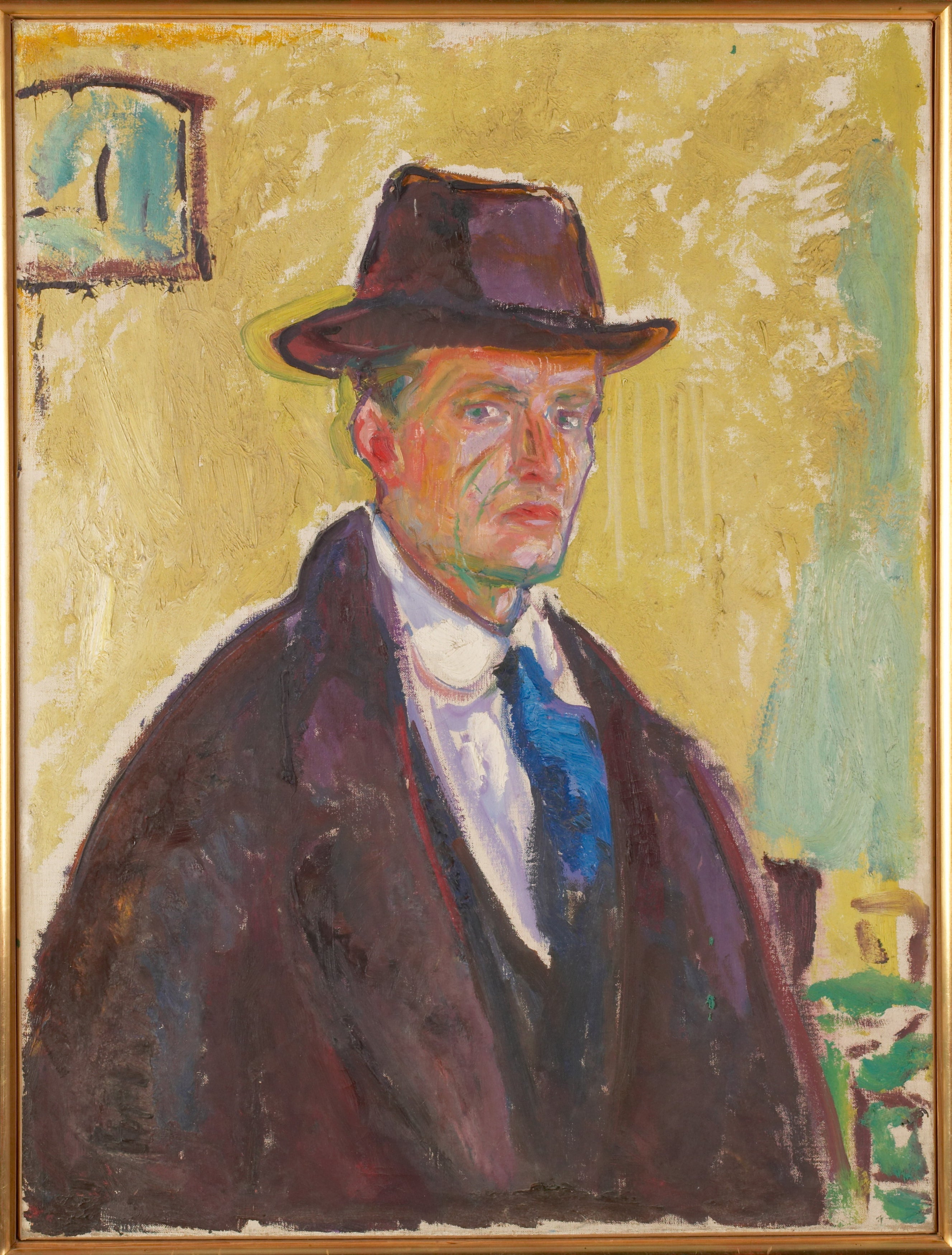 Reproduction du tableau « Autoportrait au chapeau et au manteau - Edvard Munch » par Alpha Reproduction en peinture à l’huile