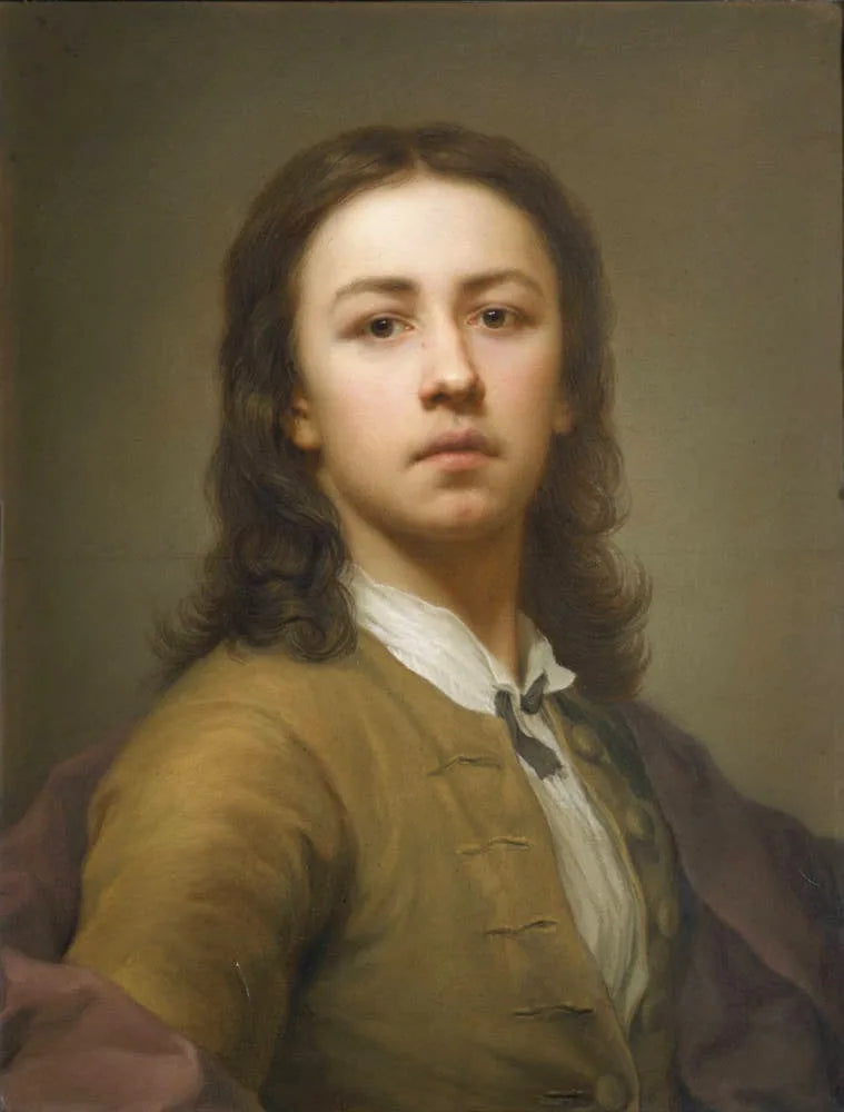 Selvportræt med rød frakke - Anton Raphael Mengs