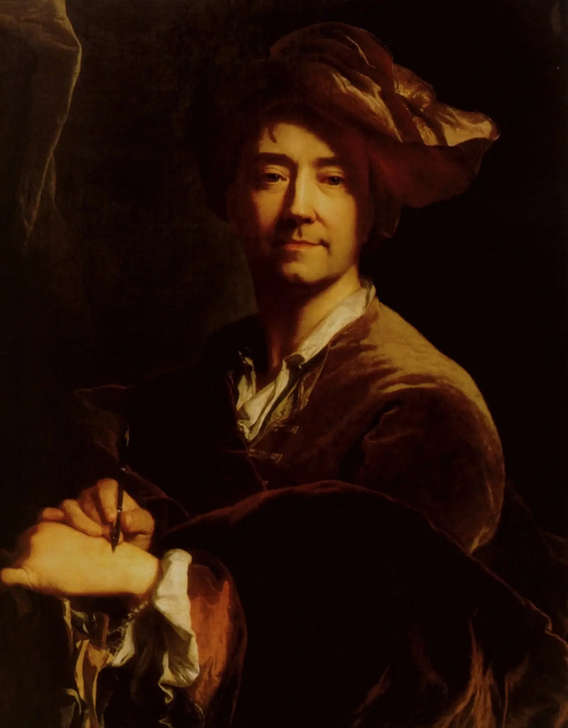Selvportræt med kulspids - Hyacinthe Rigaud