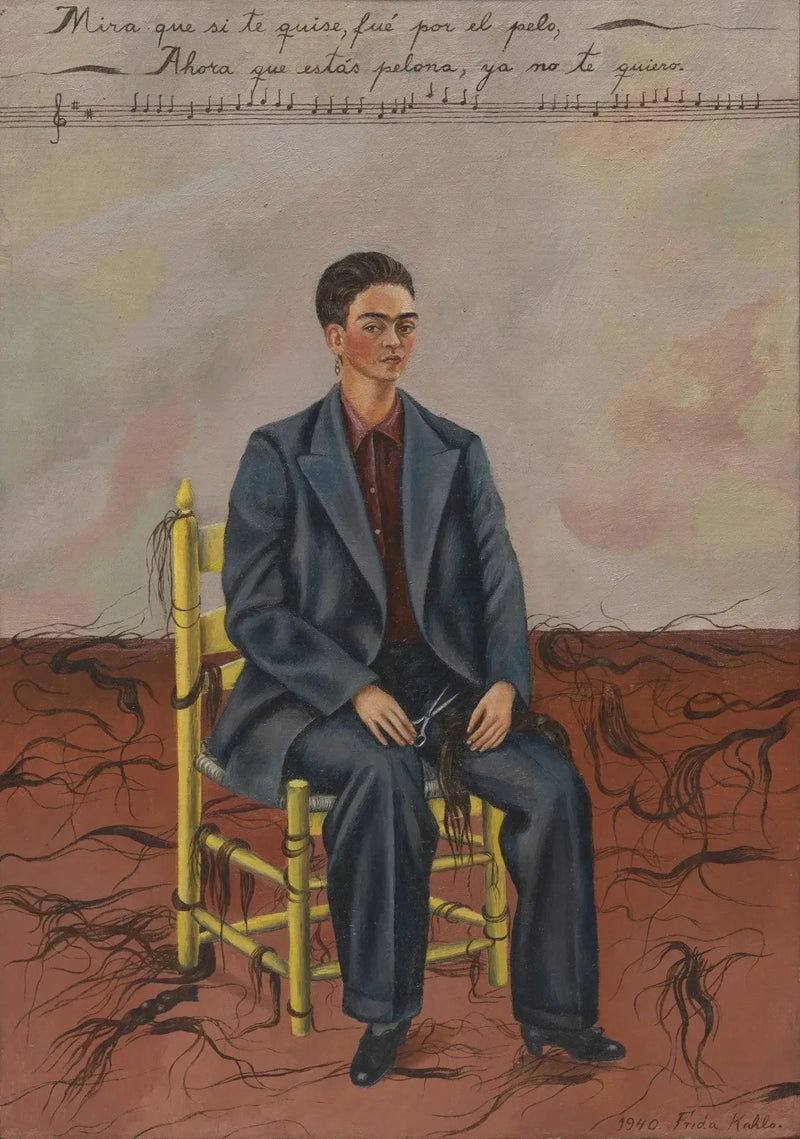 Selportræt med kort hår - Frida Kahlo