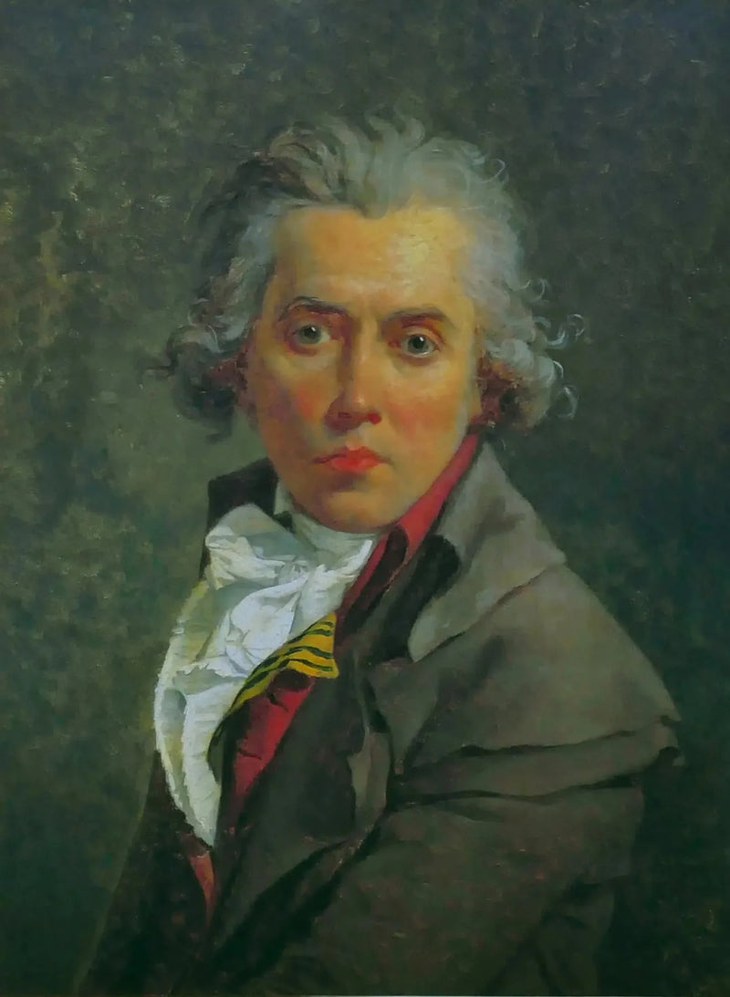 Selvportræt med tre klemmer - Jacques-Louis David
