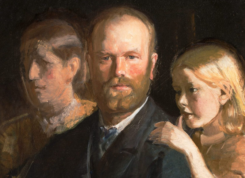 Selvportræt med Anna og Helga Ancher - Michael Peter Ancher