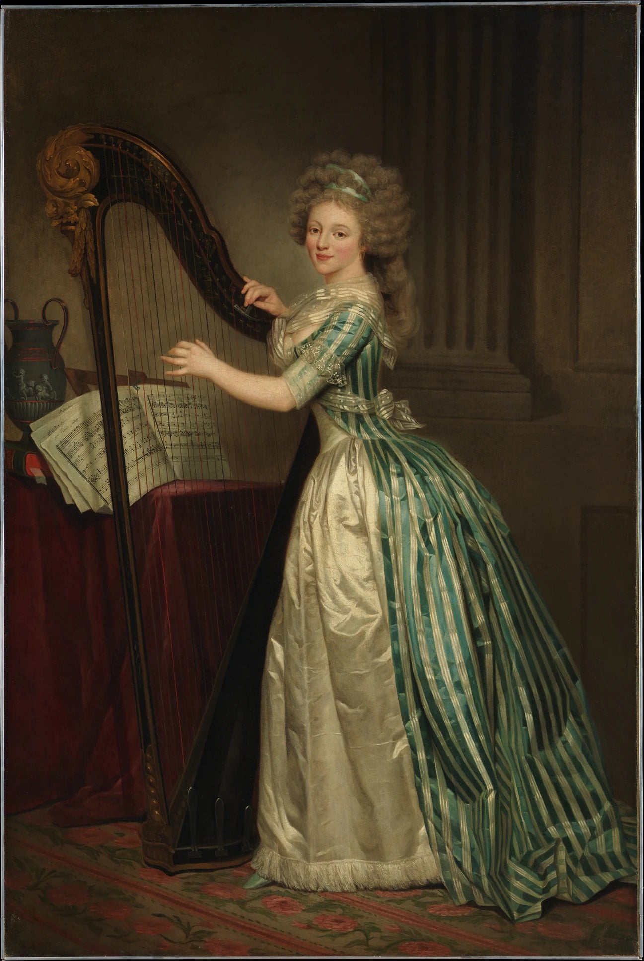 Autoportrait avec une harpe - Rose Adélaïde Ducreux