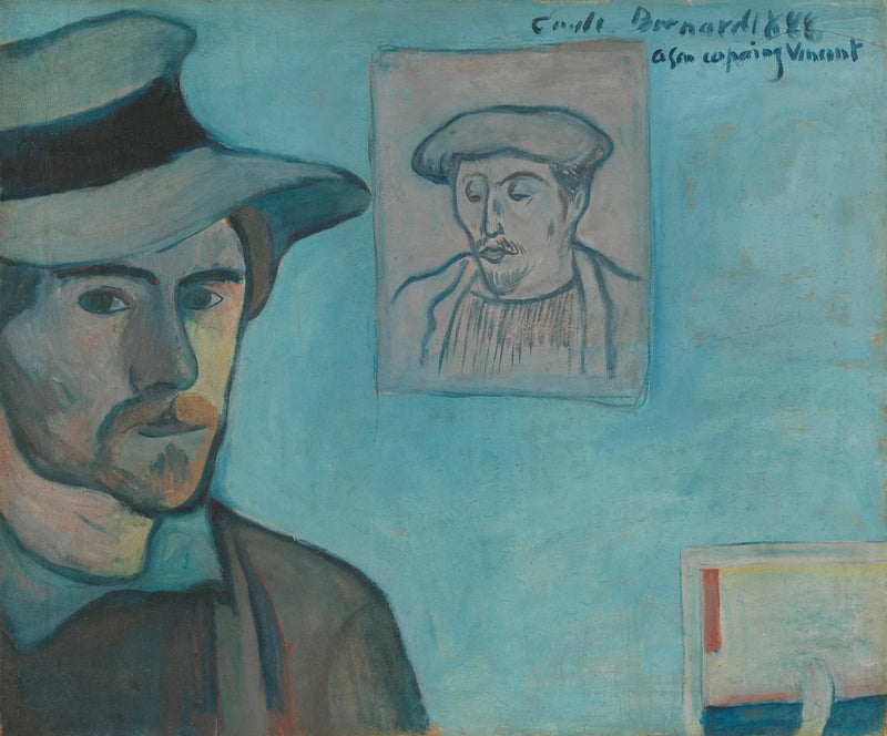 Selvportræt med Gauguins portræt - Émile Bernard