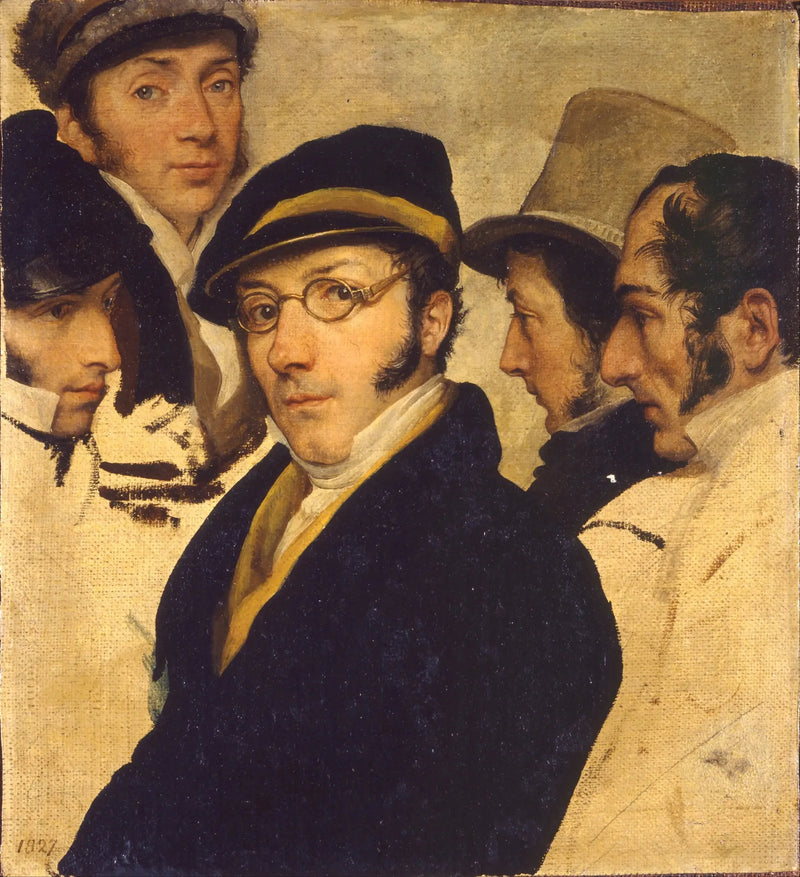 Selvportræt med en gruppe venner - Francesco Hayez