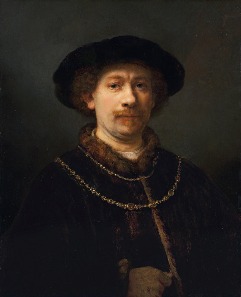 Selvportræt med hat og to kæder - Rembrandt