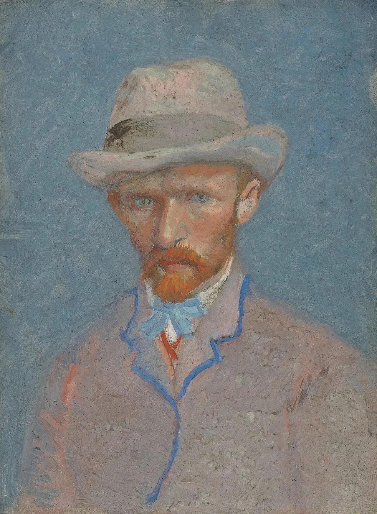 Autoportrait au chapeau de feutre gris F344 de Vincent van Gogh