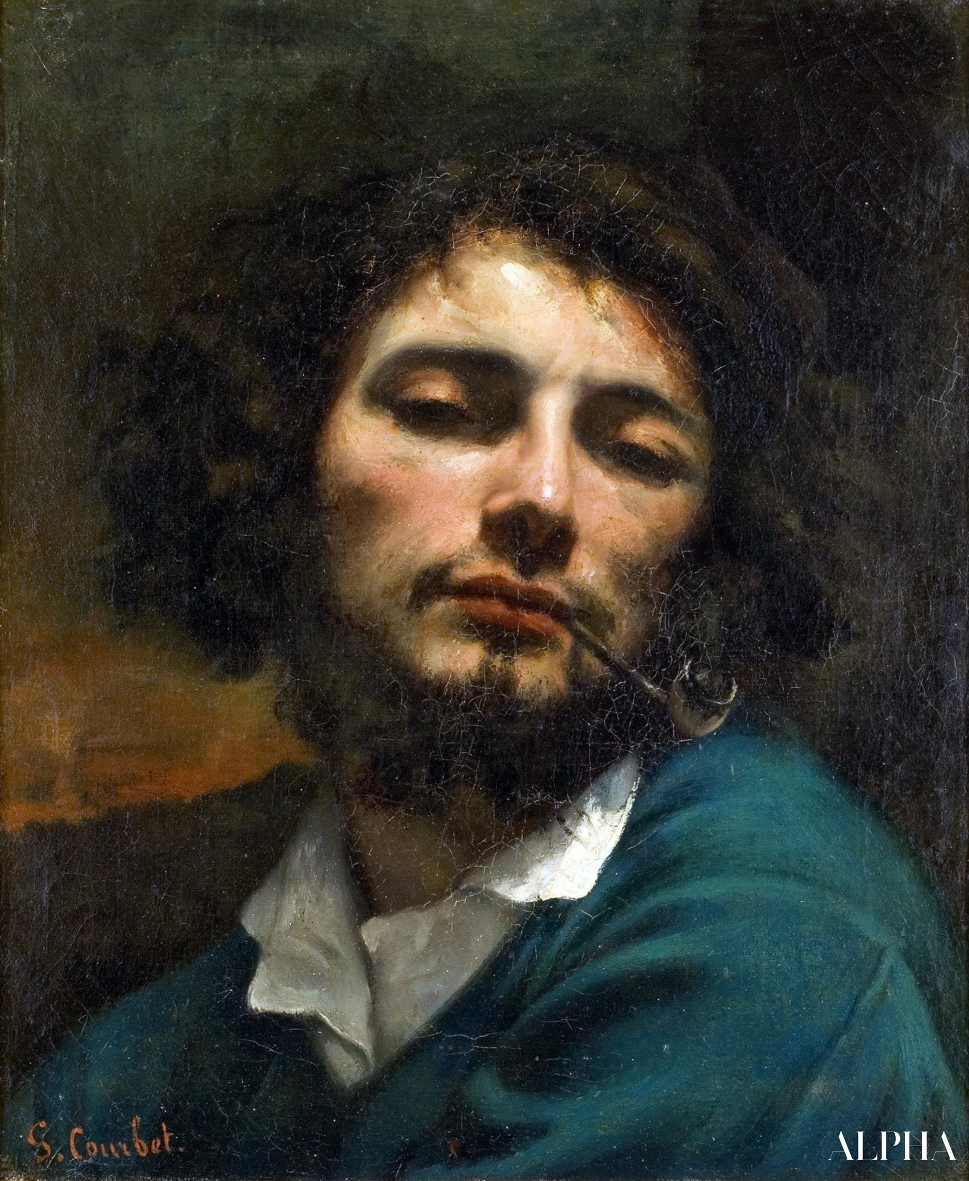 Autoportrait de l'artiste, Homme avec une pipe - Gustave Courbet - Reproductions de tableaux et peintures haut de gamme