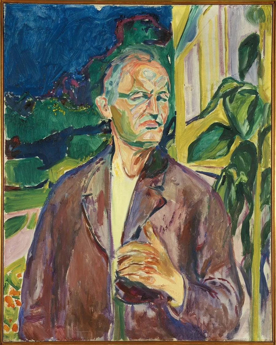 Selvportræt foran husmuren - Edvard Munch