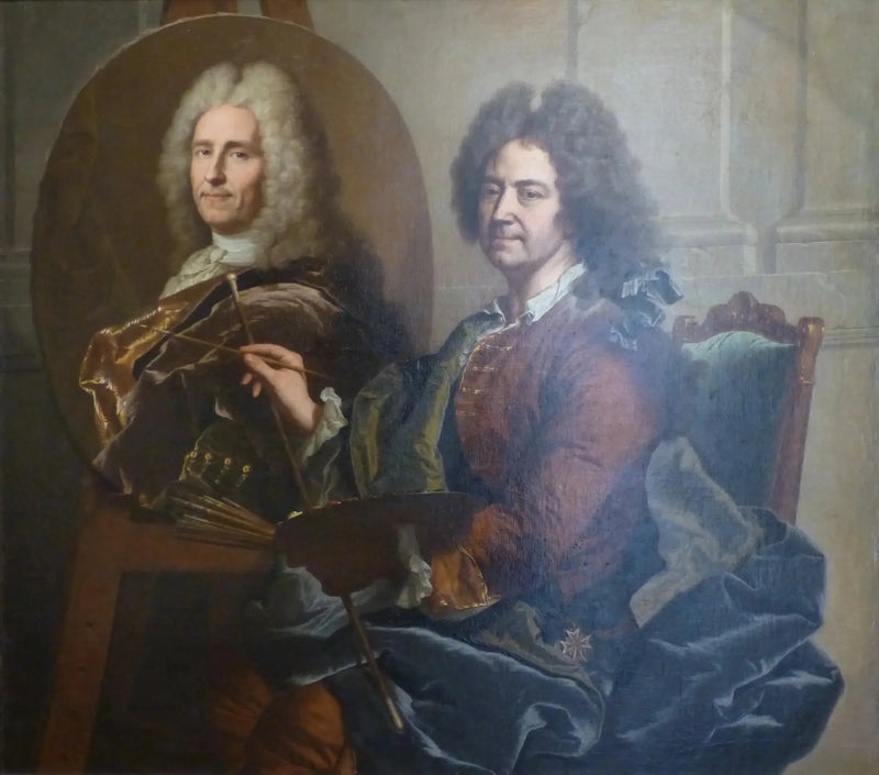 Selvportræt foran portrættet af François Castanier - Hyacinthe Rigaud