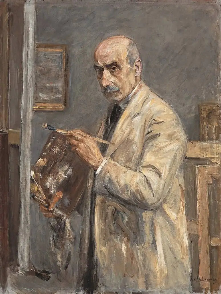 Selvportræt i malerfrakke (Selbstbildnis im Malkittel) - Max Liebermann