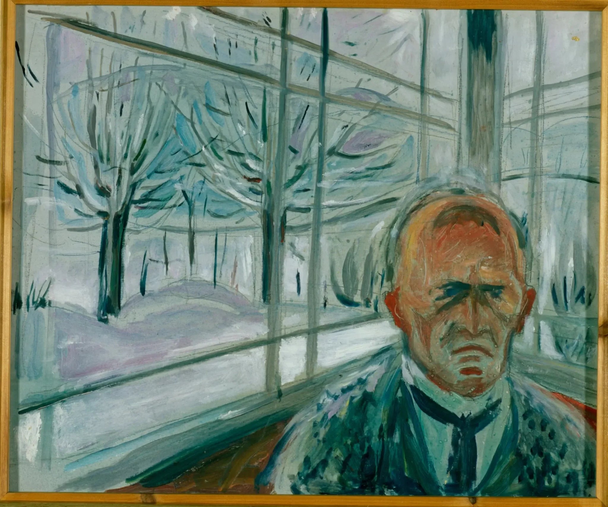 Autoportrait sur la véranda - Edvard Munch image 1 reproduction de peinture à l’huile