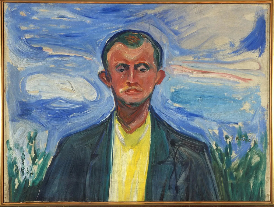 Selvportræt på en blå himmel - Edvard Munch