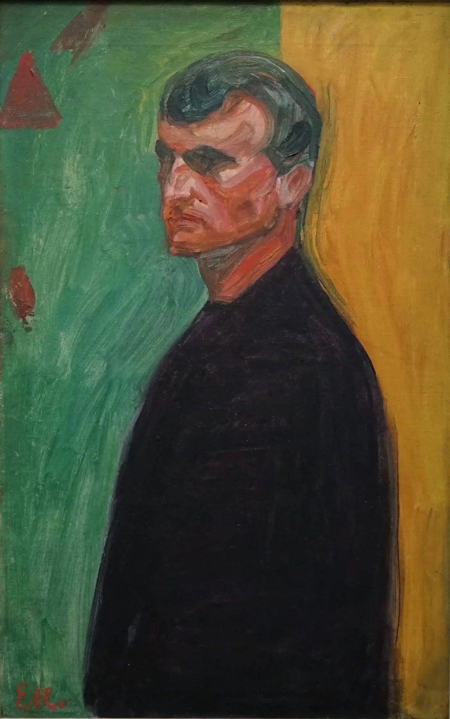 Selvportræt på en tofarvet baggrund - Edvard Munch