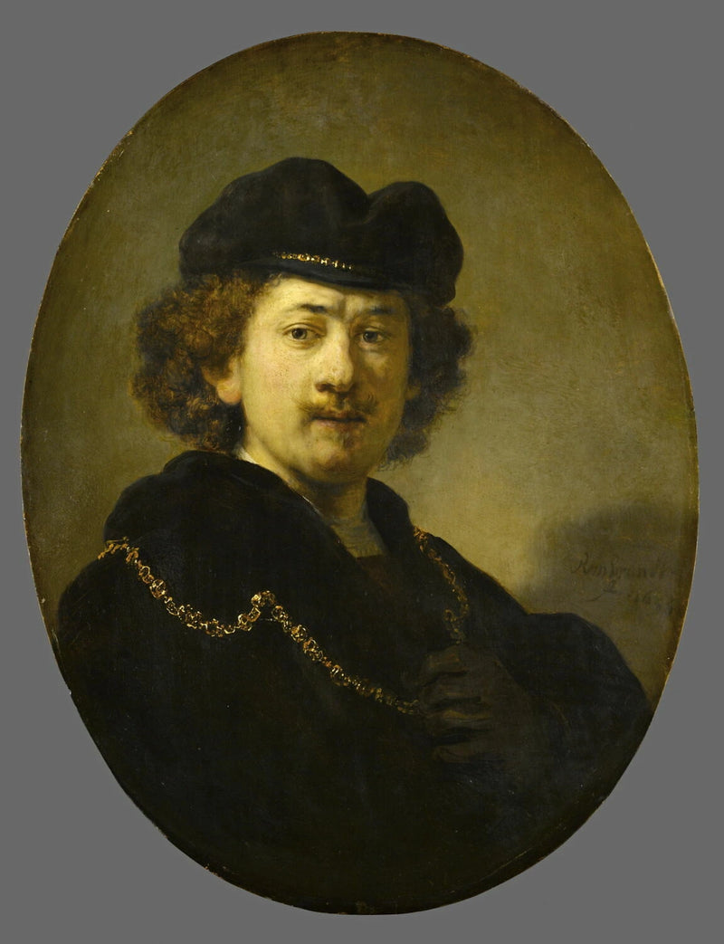 Portræt af kunstneren med toque og guld kæde - Rembrandt