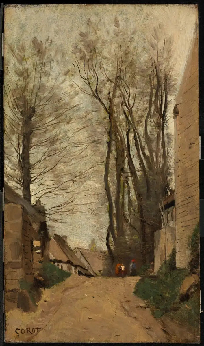 Auvers - En nedadgående gade - Jean-Baptiste Camille Corot
