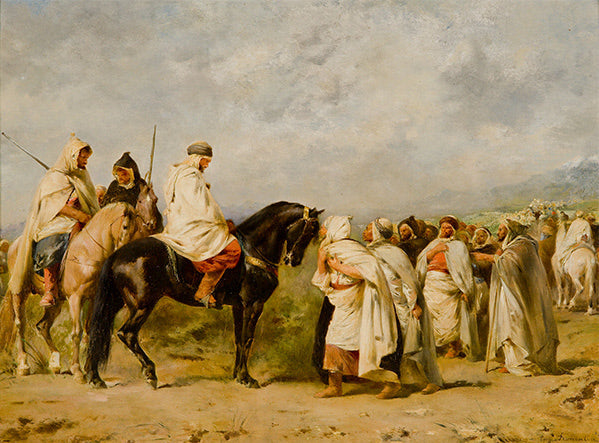 Avant la course : Fantasia ou l'arrêt dans le désert - Eugène Fromentin image 1 reproduction réalisée par Alpha Reproduction