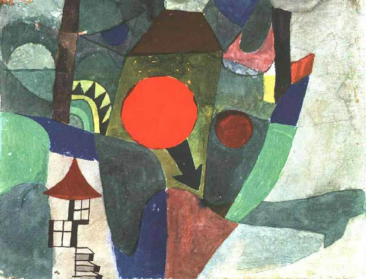 Med solnedgangen - Paul Klee - Reproduktioner af malerier og højkvalitets malerier
