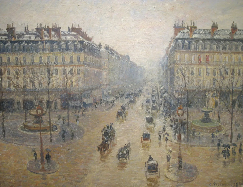 Avenue de l'Opéra, sneeffekt, om morgenen - Camille Pissarro
