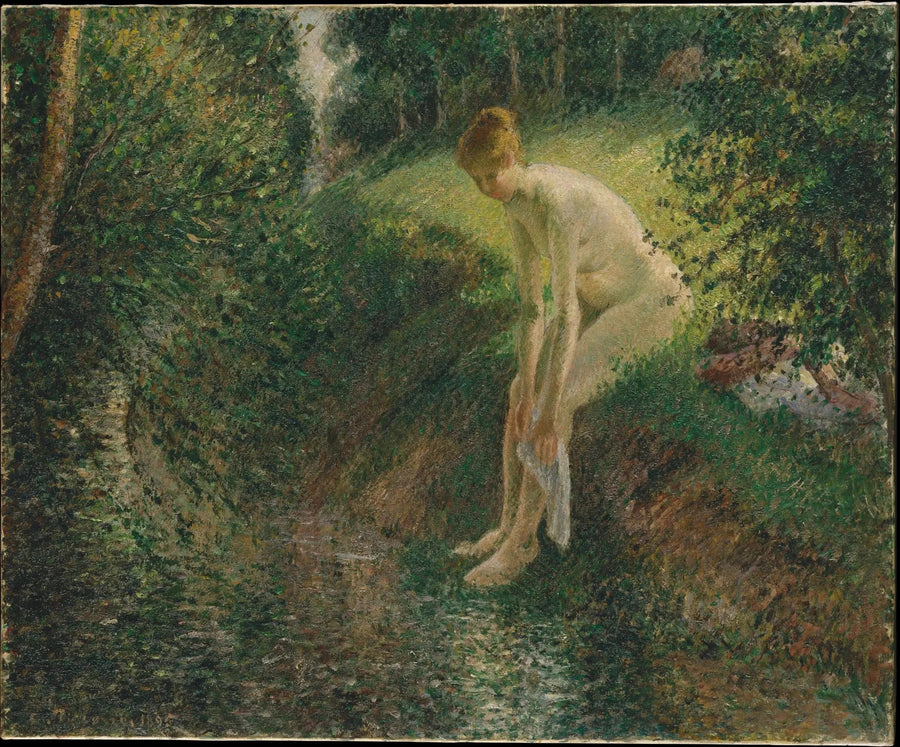 Badende i skoven - Camille Pissarro
