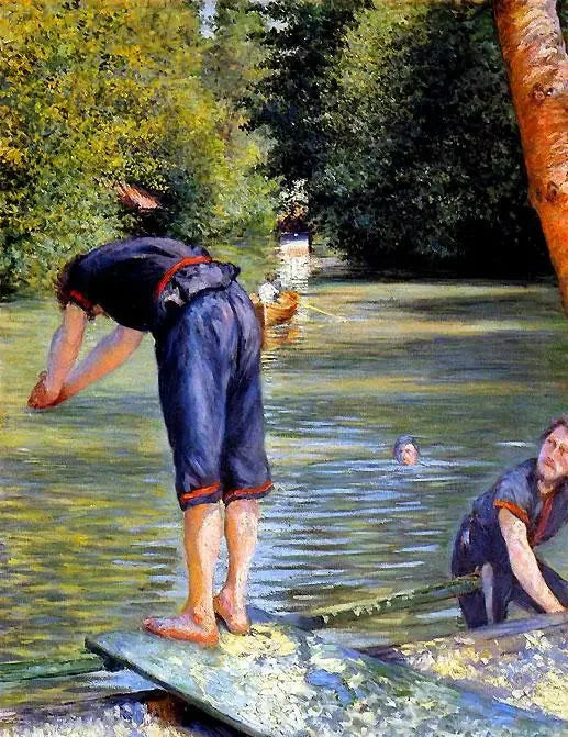 Badende der forbereder sig på at dykke - Gustave Caillebotte