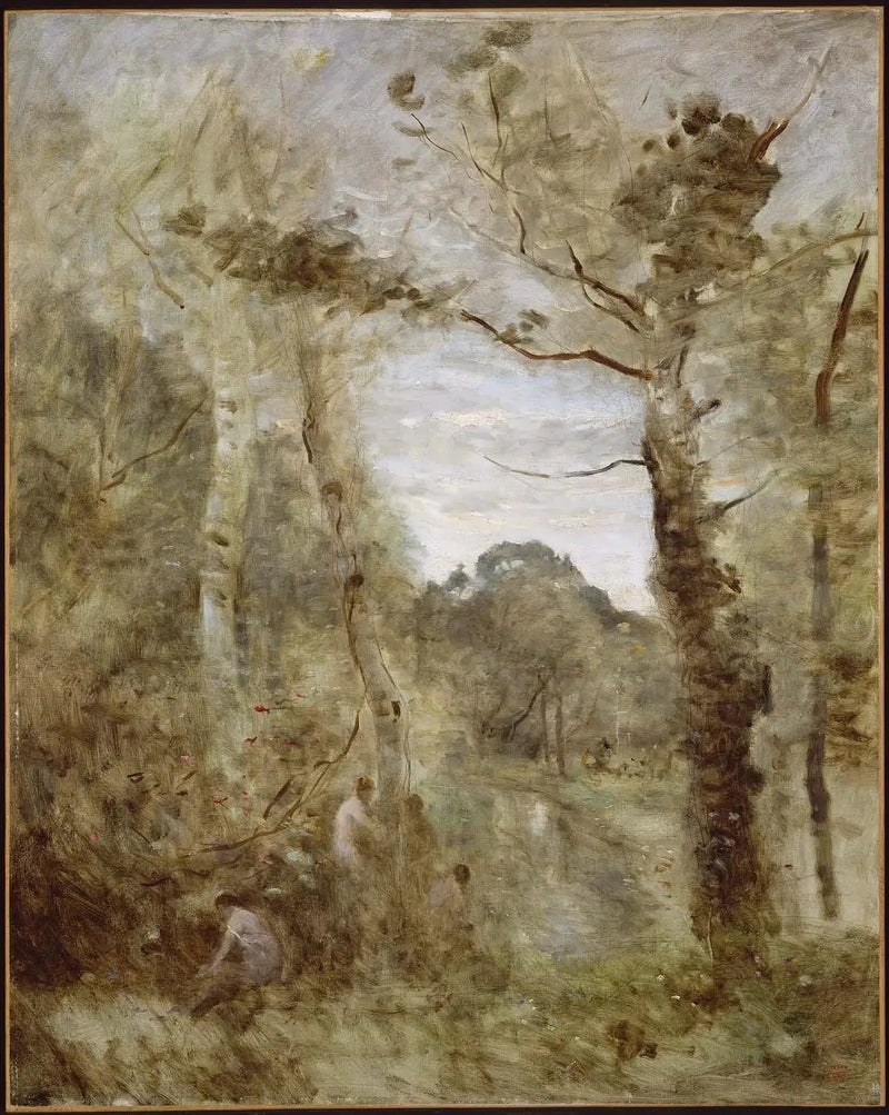 Bader i en lysning - Jean-Baptiste Camille Corot