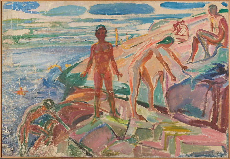 Badere på klipperne - Edvard Munch