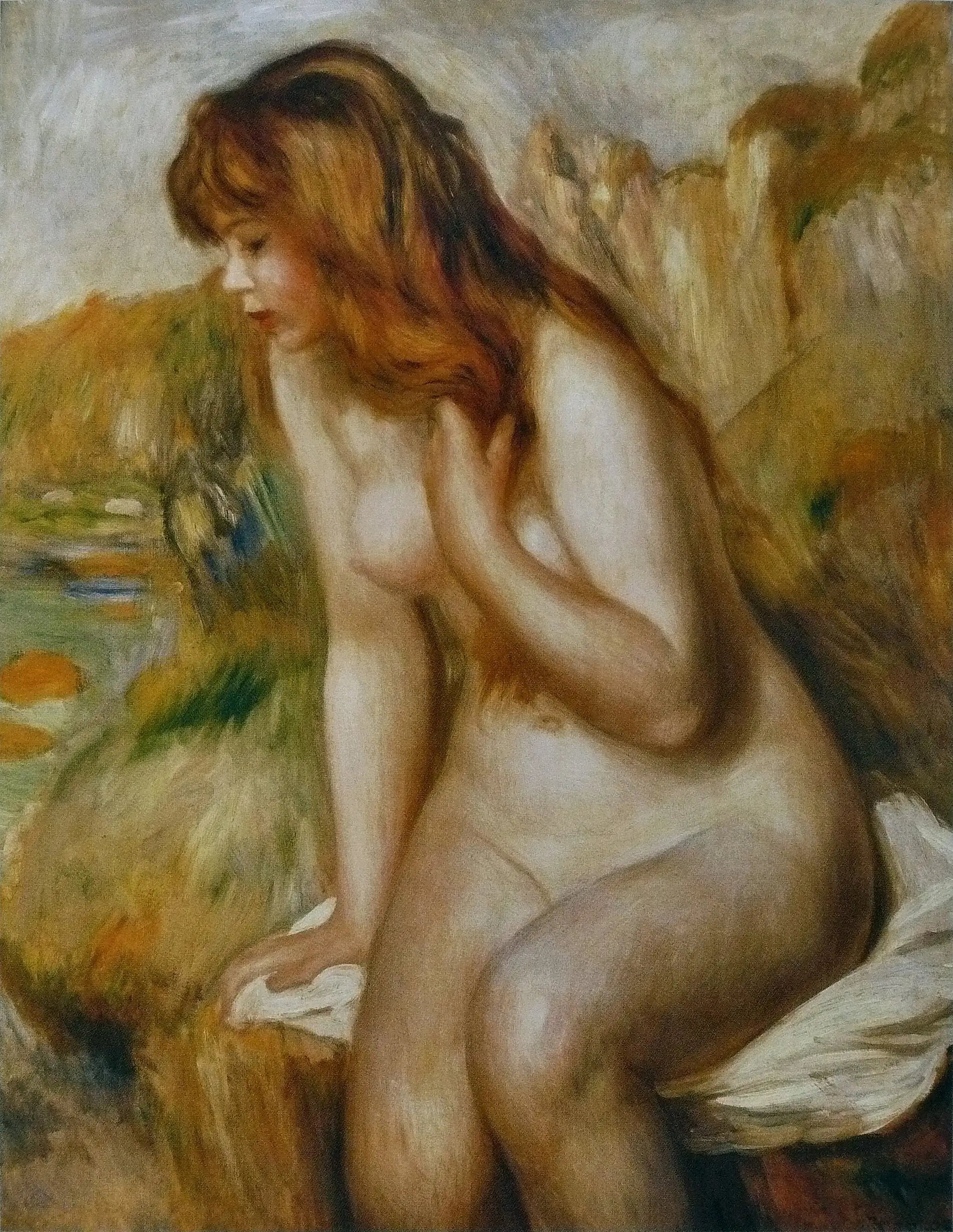Baigneuse assise au rocher - Pierre-Auguste Renoir image 1 reproduction artisanale de tableau