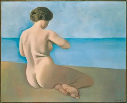 Siddende badepige set bagfra på sandet - Félix Vallotton
