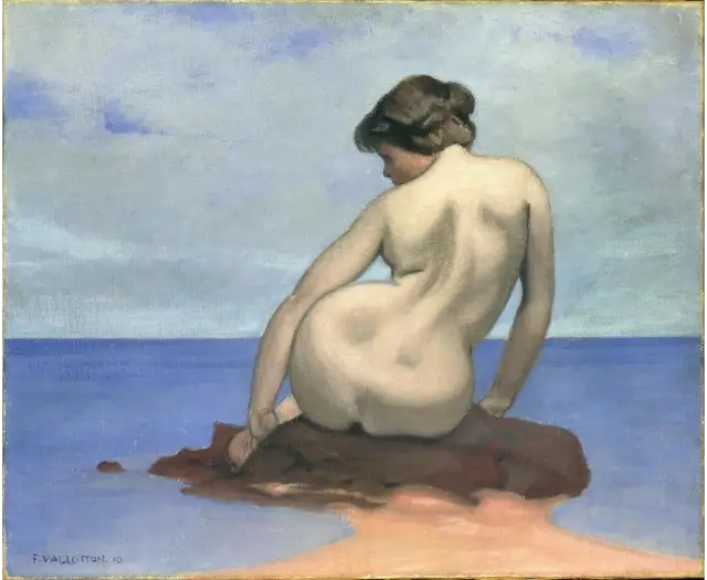 Siddende badende på en klippe - Félix Vallotton