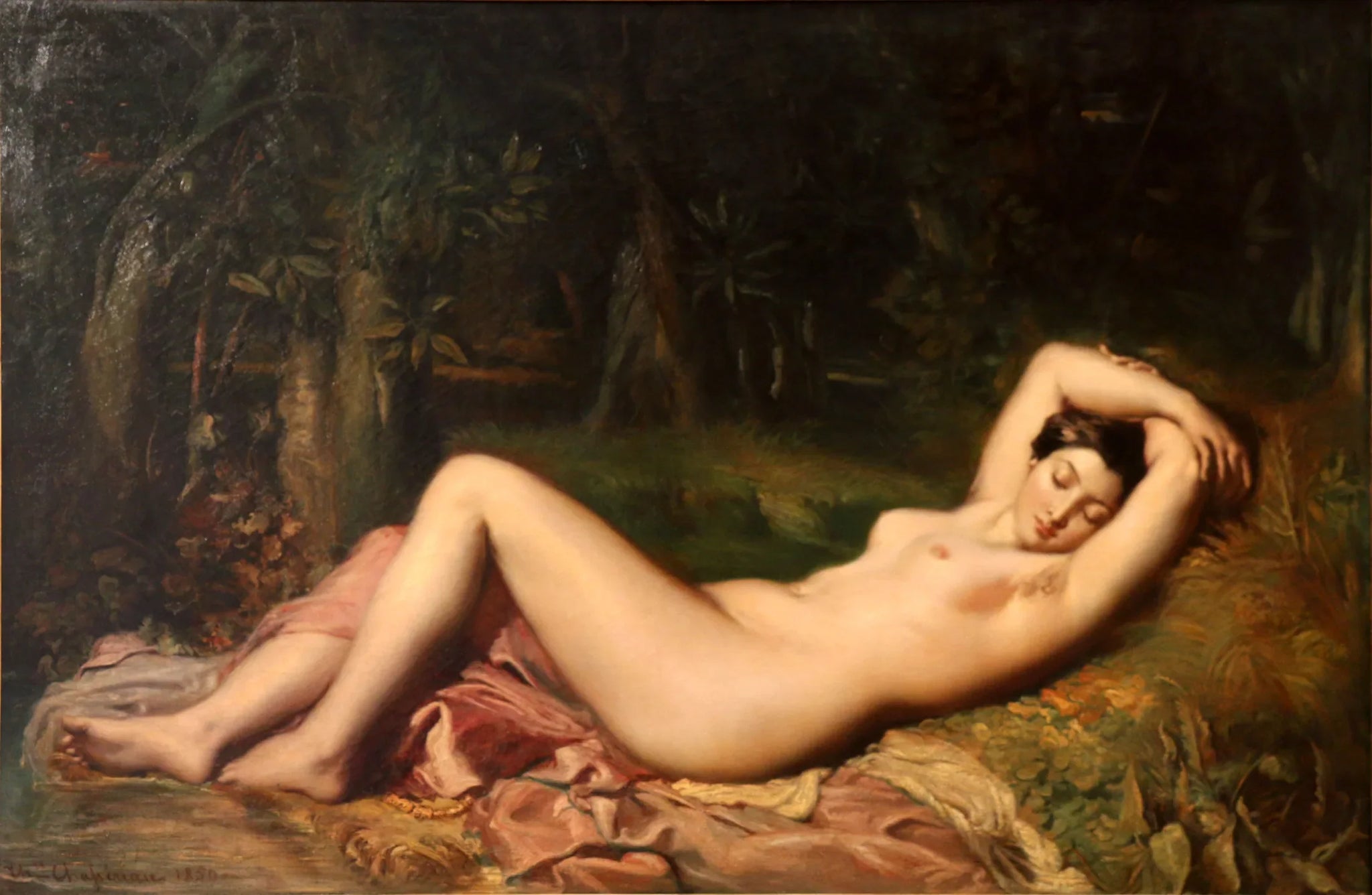 Baigneuse endormie près d'une source - Théodore Chassériau image 1 reproduction d’œuvre d’art à l’huile
