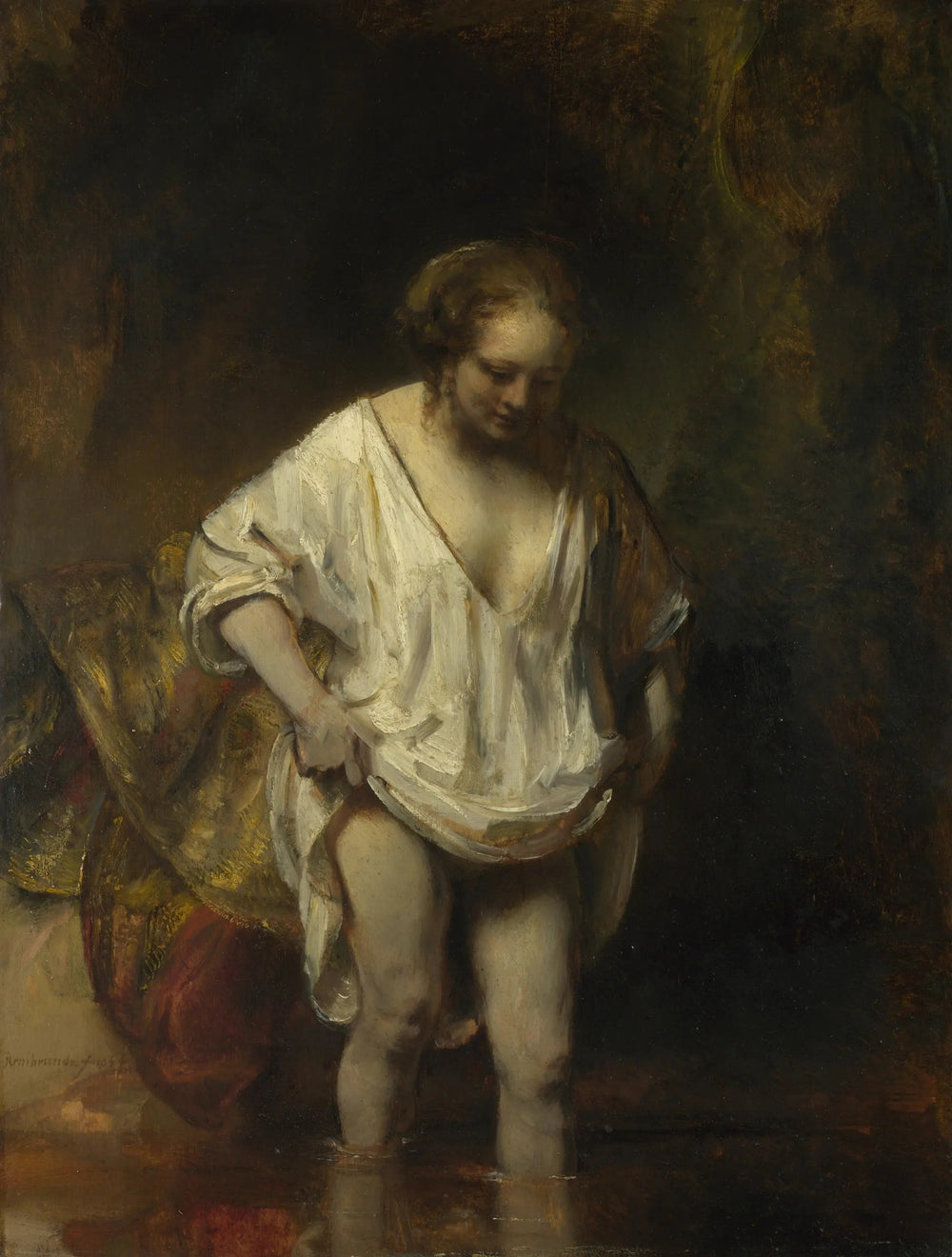 Baigneuse - Rembrandt image 1 copie peinte à la main à l’huile