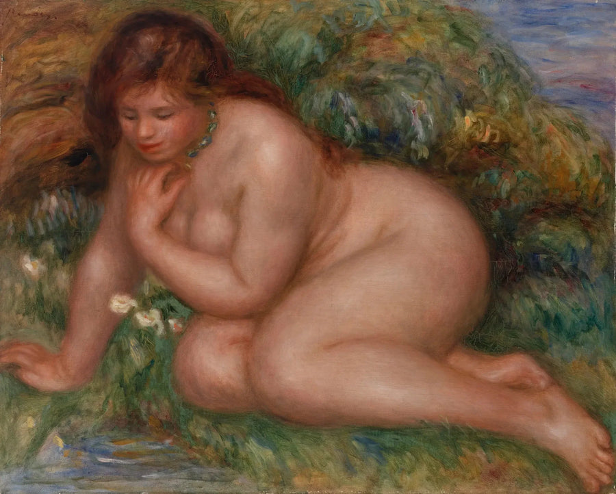 Badende kvinde, der ser sig selv i vandet - Pierre-Auguste Renoir