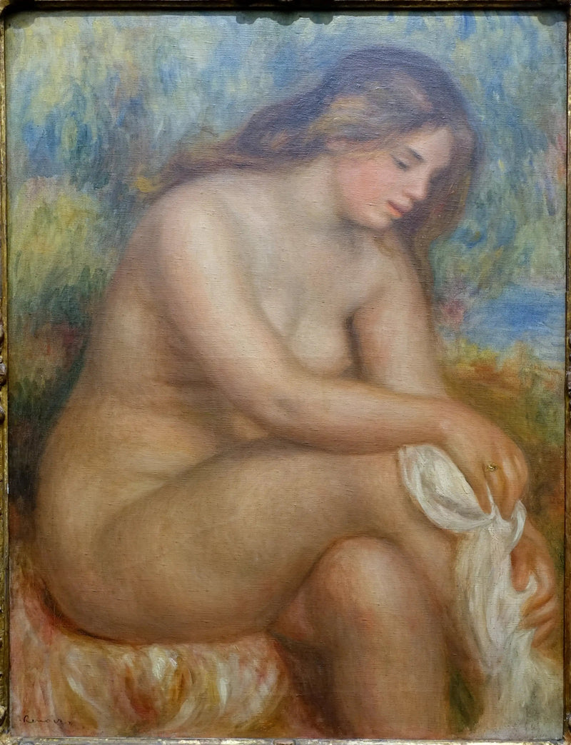 Badende kvinde tørrer sit højre ben - Pierre-Auguste Renoir