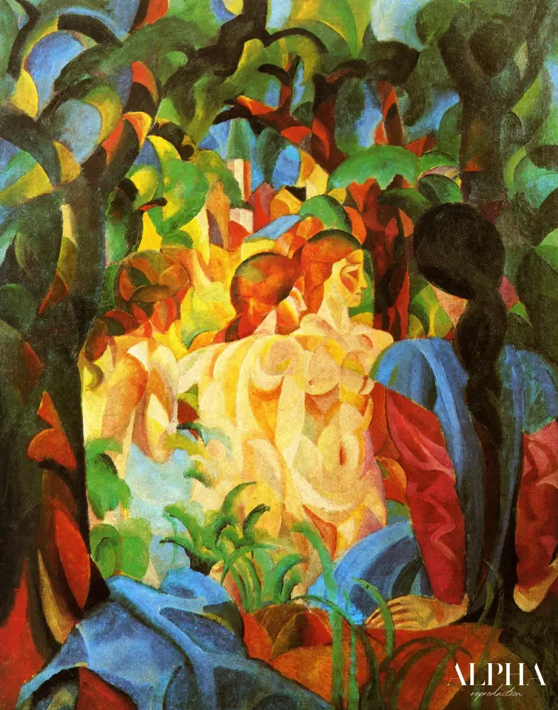 Baigneuses avec la ville en arrière-plan - August Macke - Reproductions de tableaux et peintures haut de gamme