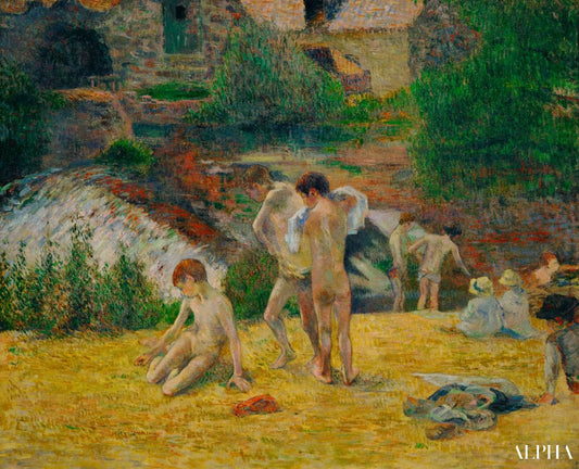 Bain à côté du moulin (les jeunes Bretons prennent un bain) - Paul Gauguin - Reproductions de tableaux et peintures haut de gamme