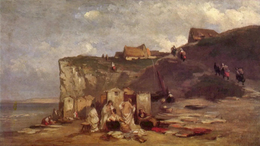 Bad af kvinde i Dieppe III - Carl Spitzweg