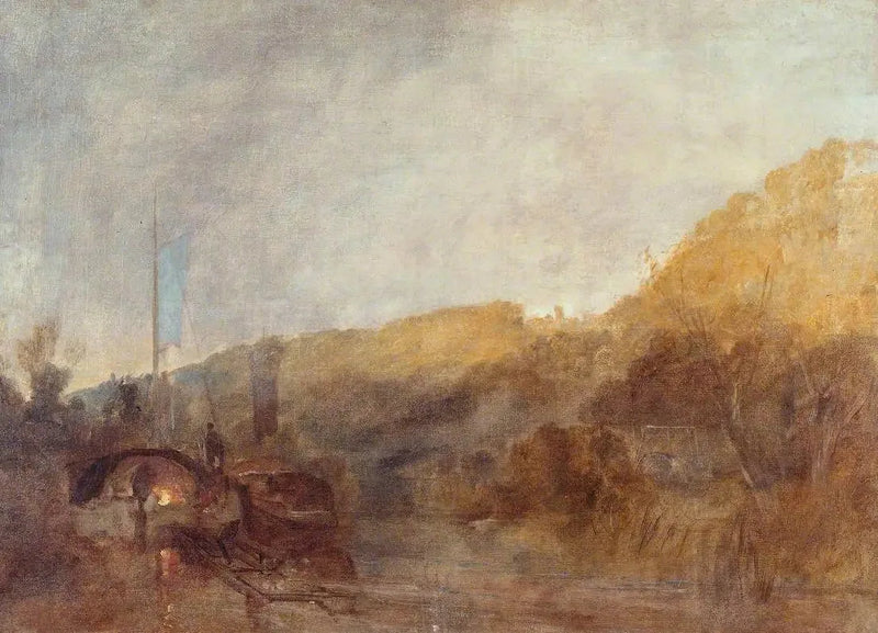 Båd på floden, solnedgang - J. M. W. Turner