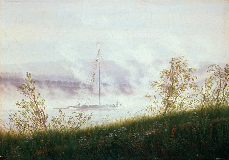 Båd i den tidlige tåge - Caspar David Friedrich