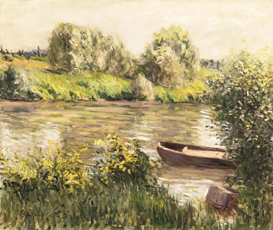 Båd nær bredden, efterårseffekt - Gustave Caillebotte