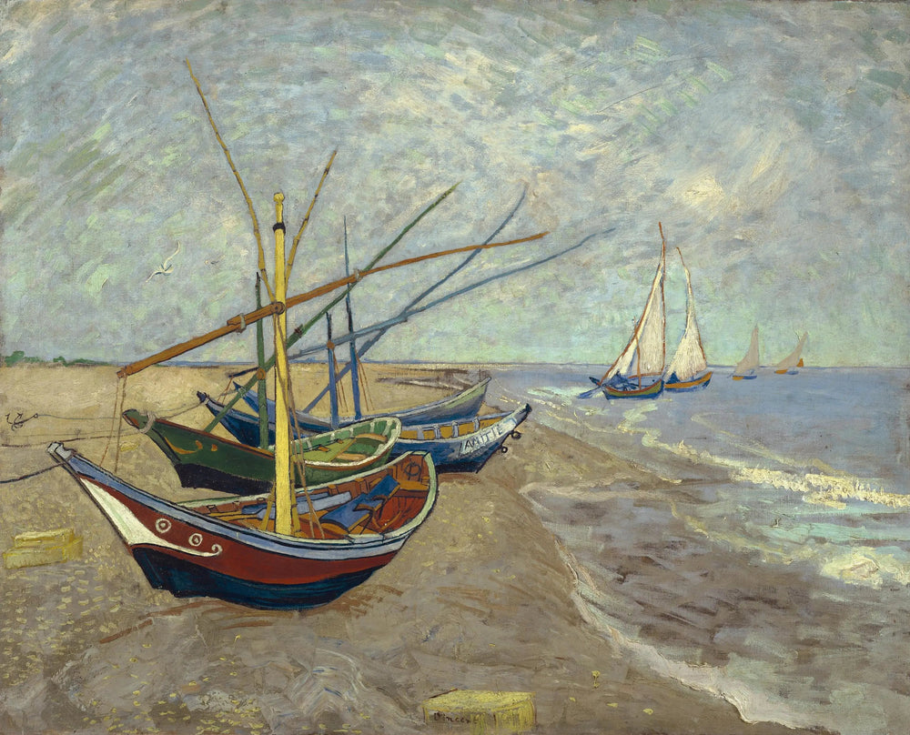 Barques aux Saintes-Maries - Vincent van Gogh image 1 copie de tableau peinte à la main