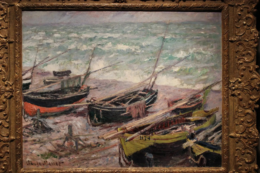 Fiskerbåde ved Étretat - Claude Monet