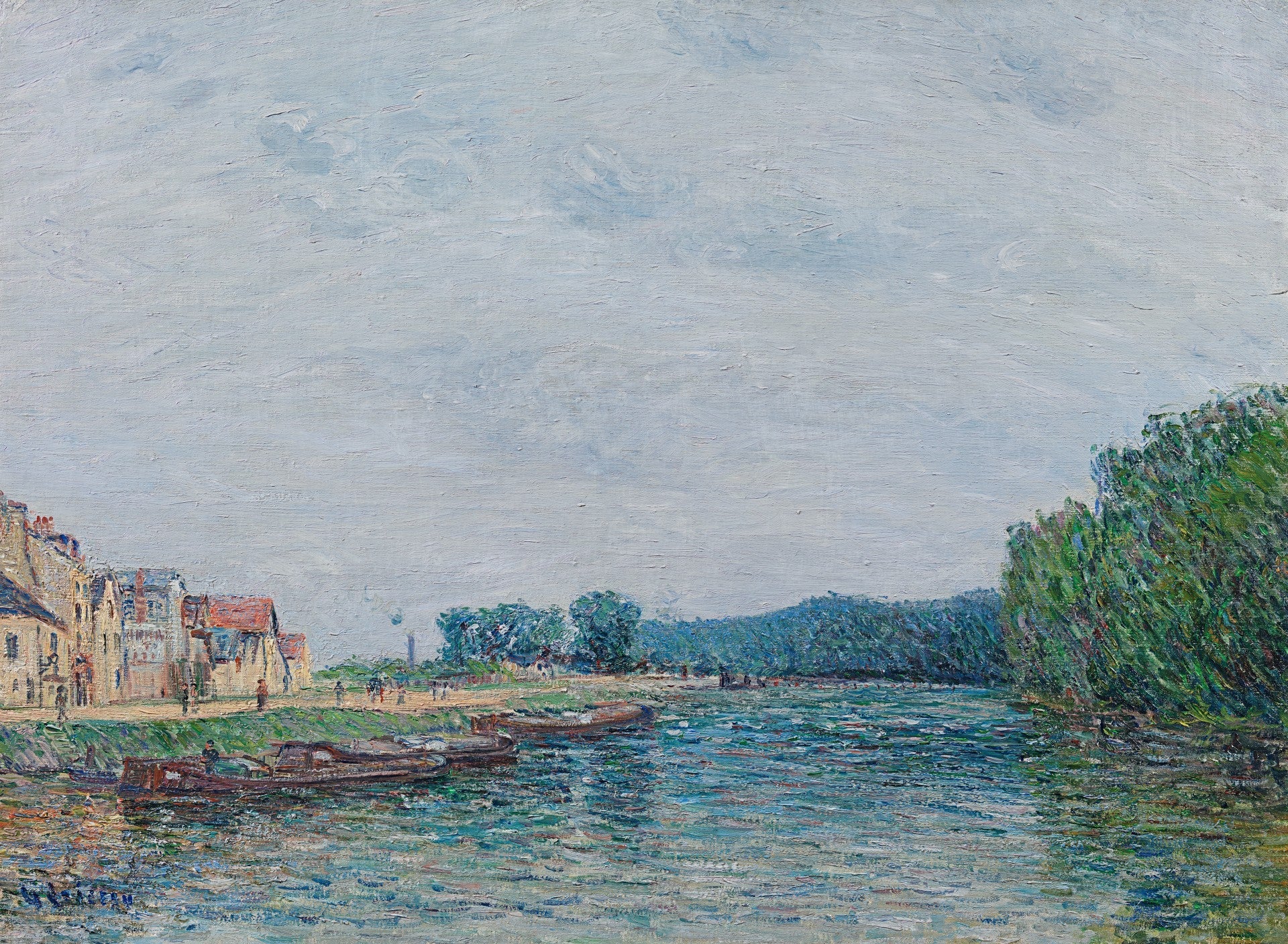 Barques quai du Pothuis à Pontoise - Gustave Loiseau - Alpha Reproduction