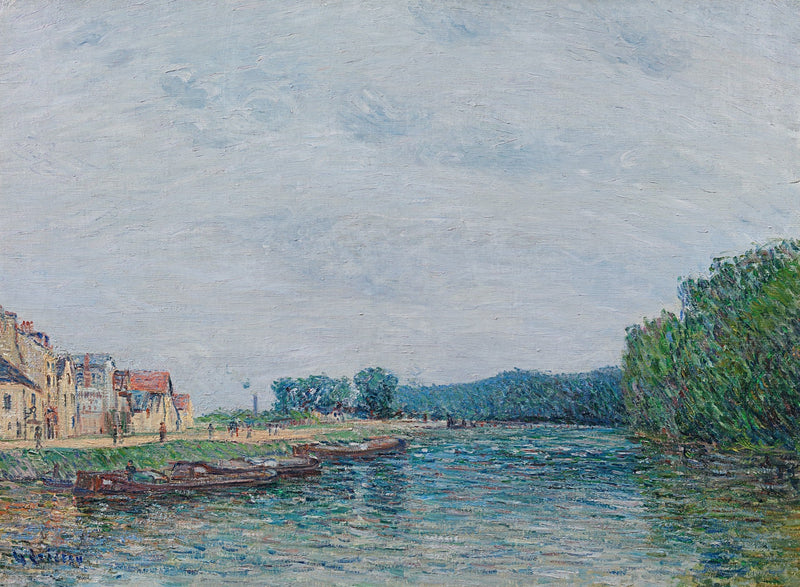 Både, kajen ved Pothuis i Pontoise - Gustave Loiseau