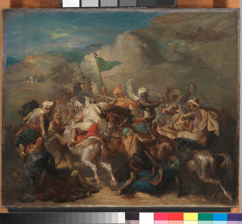 Arabiske ryttere i kamp omkring et banner - Théodore Chassériau