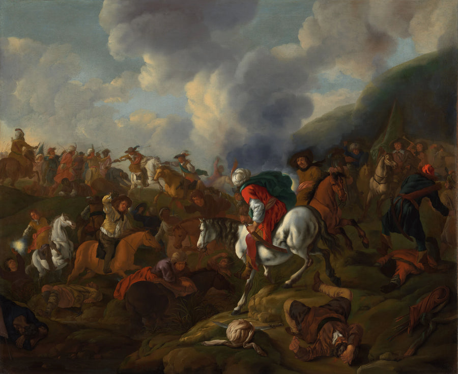 Bataille équestre entre les troupes turques et les troupes de l'empereur autrichien - Jacob Muller