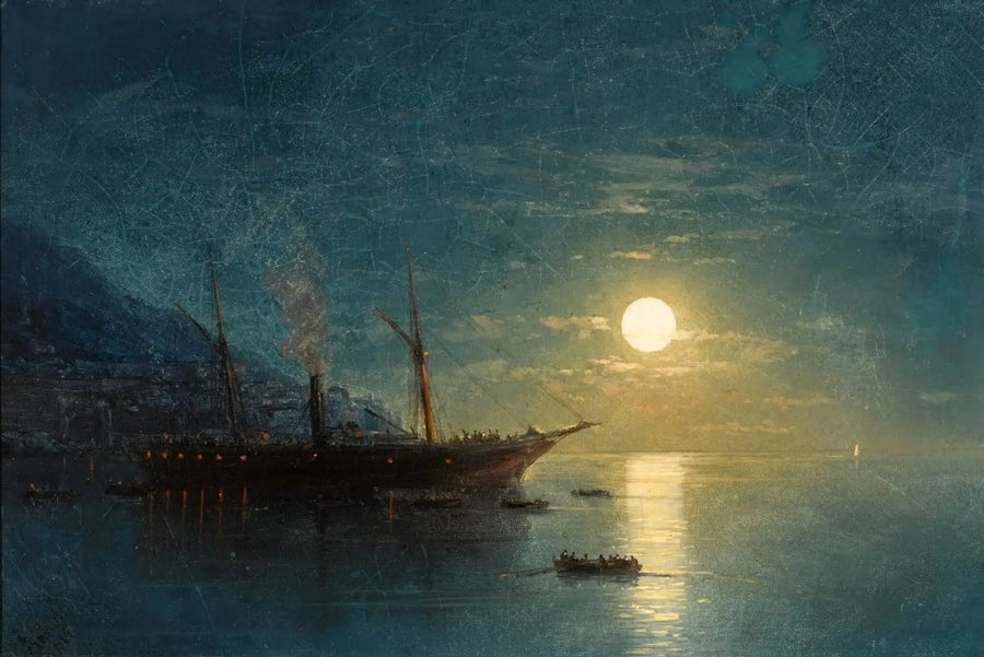 Dampbåd en klar nats måneskin - Ivan Aïvazovski