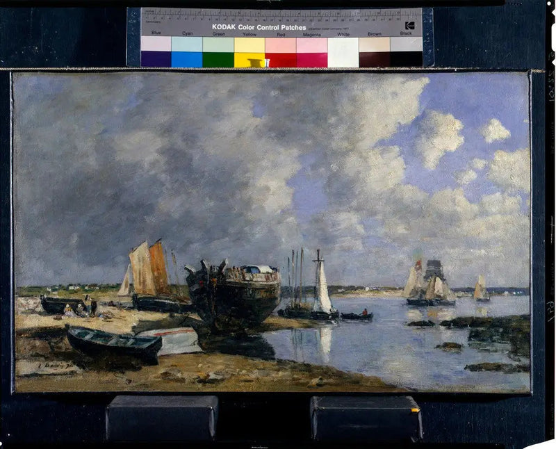Både ved anker og ved brohovedet - Eugène Boudin