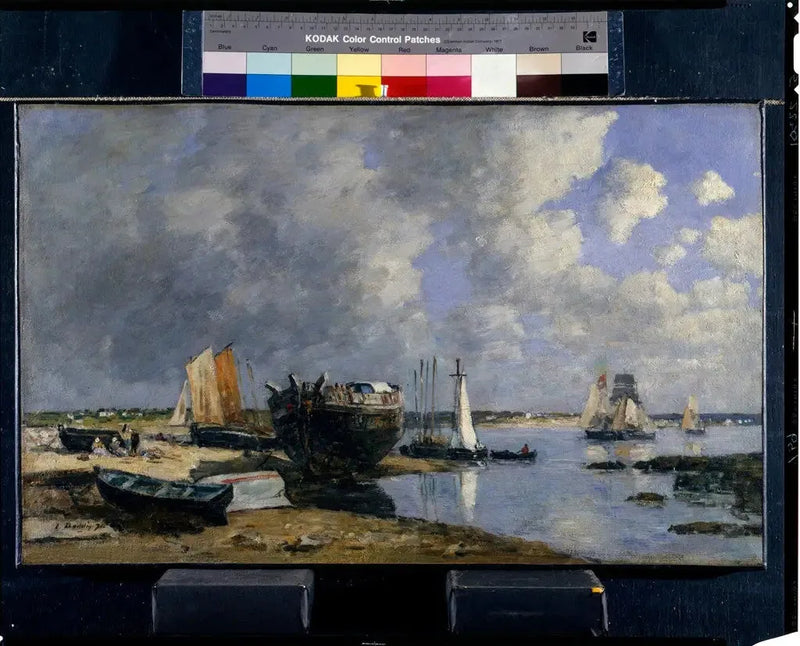 Både ved anker og ved brohovedet - Eugène Boudin