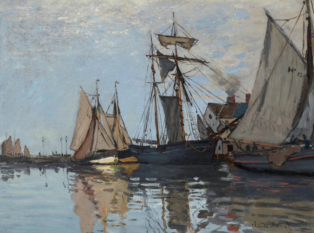 Bateaux dans le port de Honfleur - Claude Monet image 1 copie de tableau peinte à la main